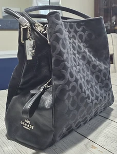 ! Black COACH Madison Phoebe Collection 3 Compartments Hobo Shoulder Bag Purse ! - Picture 1 of 13