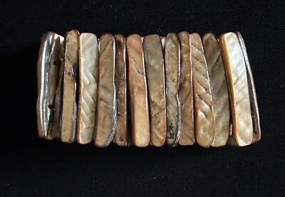 Brazalete elástico abulón madreperla bronce iridiscente para mujer  Foto 1 de 4