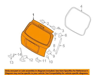 Used Deck Lid fits: 2005 Kia Spectra SW w/spoiler Grade A - Imagem 1 de 3