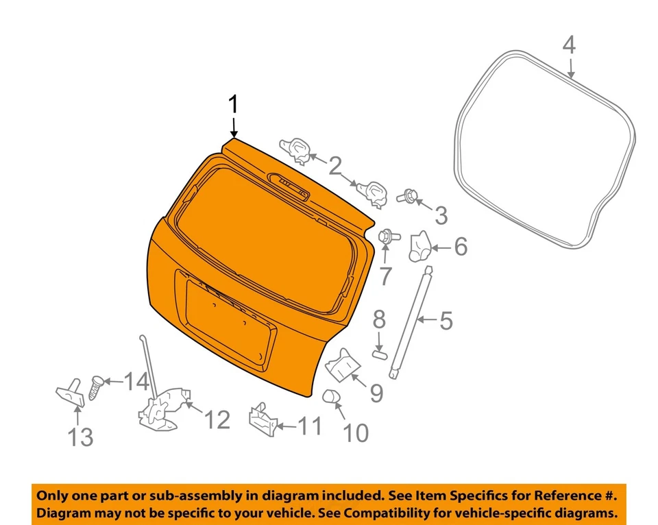 Used Deck Lid fits: 2005 Kia Spectra SW w/spoiler Grade A - Image 1 of 3