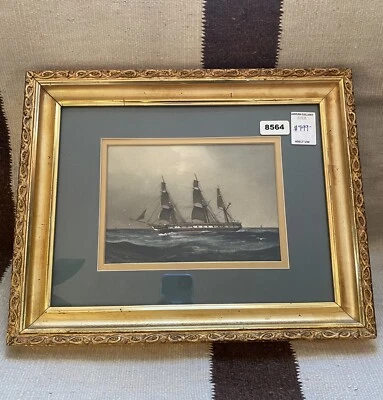 Antique British Naval Ship HMS Endymion Maritime Watercolor Napoleonic War Navy - Image 1 of 4