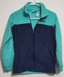 Columbia Kids Size 10-12 Green & Dark Blue Zip-Up Sweatshirt - Picture 1 of 3
