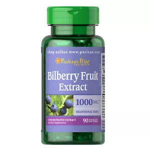 Puritan's Pride Bilberry Fruit Extract 1000mg 90 Softgels Improves Eye Health - Picture 1 of 1