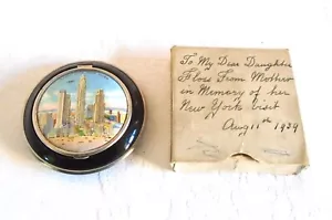 De colección Radio City New York Polvo Compacto ~ con Inscripción en Caja C.1939 - Imagen 1 de 12