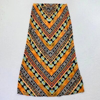 Eci Нью-Йорк трапециевидная длинная макси юбка женщин размер L многоцветный Geo скромная церковь - Изображение 1 из 4