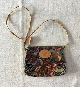 Convertible Crossbody Tapestry Clutch/Pouch Roses Grapes Paisley Floral Leather - Picture 1 of 5