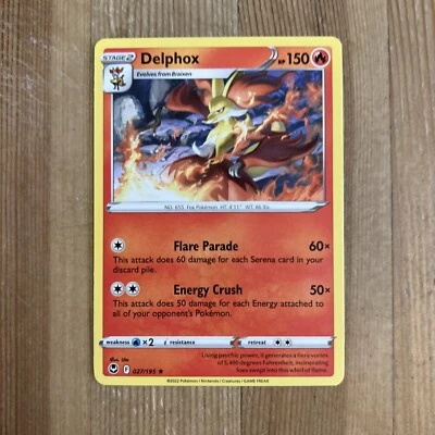 POKEMON Card - Delphox 027/195 - Rare - Silver Tempest - NM - Image 1 of 2