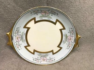 VINTAGE 9" HANDLED SERVING PLATE GILT TRIM "J-R HUTSCHENREUTHER SELB BAVARIA" - Picture 1 of 4