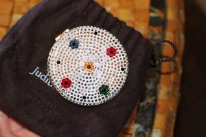 Judith Leiber Ditsy Floreale Cristallo Swarovski Compatto Specchio Trucco Cipria - Foto 1 di 8