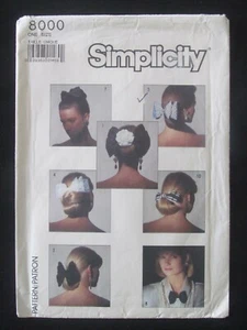 SIMPLICITY PATTERN - 8000 LADIES HAIR BOW CAN-CAN BUTTERFLY BOUFFANT OS UNCUT - Picture 1 of 2