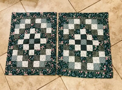Victorian Heart Company 2 fundas verde acolchado a cuadros retazos granja americana Foto 1 de 4