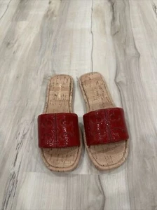 Tory Burch flache Sandalen Double T Sport Lackleder 5,5 rot - Bild 1 von 5