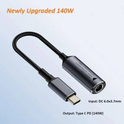 140W DC 6.0x3.7mm Female to USB Type C PD Charger Power Cablefor USB C Devices - Image 1 of 4