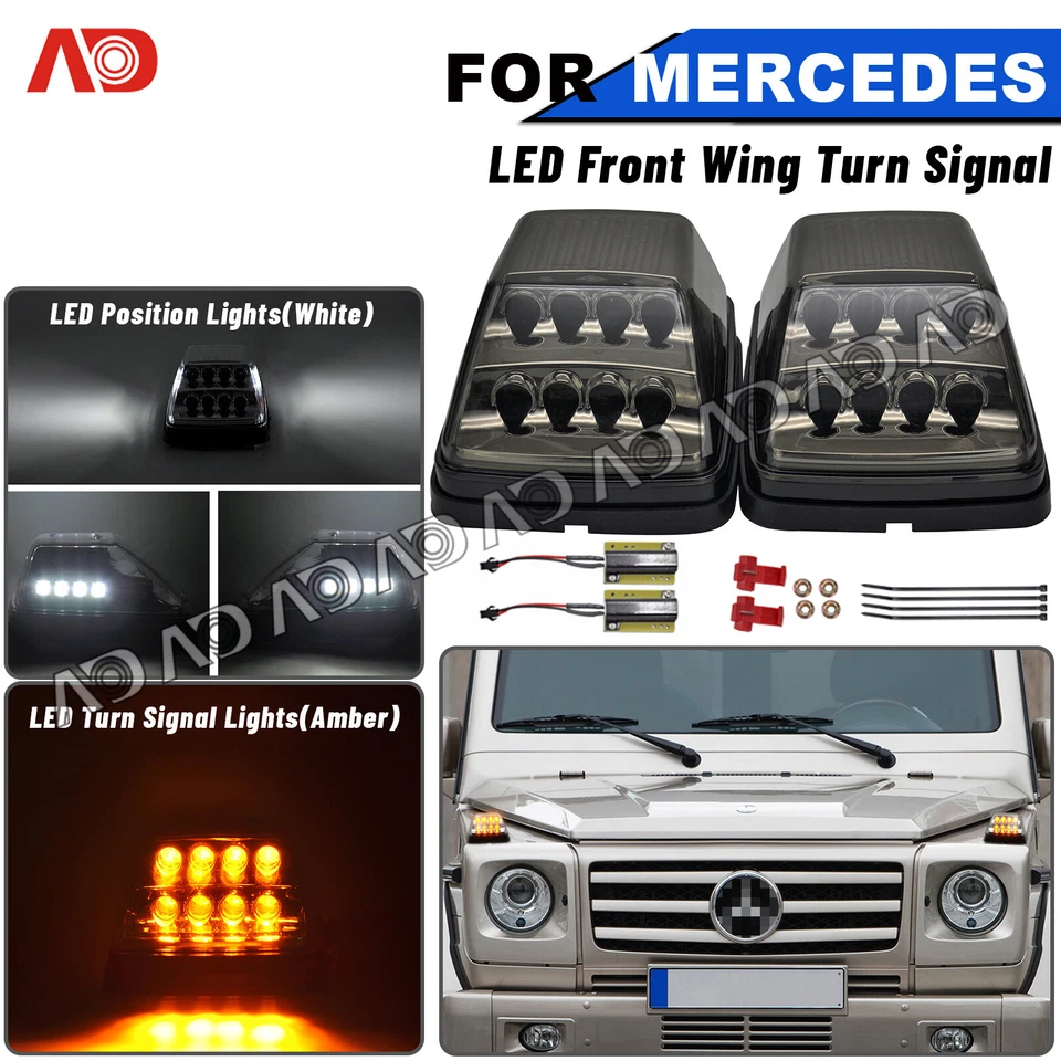 For Mercedes Benz G-Class G500 G550 G55 G63 Smoked LED Front Turn Signal Lights - Image 1 of 4