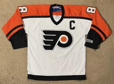 Vtg CCM Philadelphia Flyers Eric Lindros #88 NHL Captain Jersey (Youth-L/XL) - Image 1 of 4