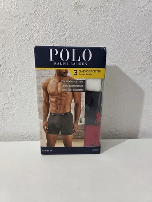 Polo Ralph Lauren Classic Fit Cotton 3 Pack Boxer Briefs Underwear Men's Size L - Image 1 of 3