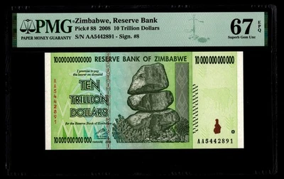 10 Trillion Dollars Zimbabwe AA 2008 PMG Uncirculated 100% Certified Authentic - Image 1 of 4