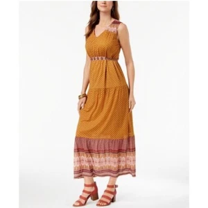 Style & Co Jubilant JCQRD Tie Waist Sleeveless Flowy Maxi Dress Size Large NWT - Picture 1 of 7
