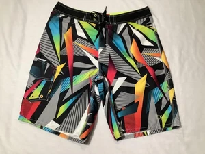 OP Boardshorts Herren 34 Mehrfarbig Neon Geometrisch Badehose Surf Strand - Bild 1 von 10