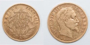 ‘THE HOARD’ Rare 10 Francs Napoléon III .900 Gold 1864 A ANCHOR BEE circulated - Picture 1 of 14