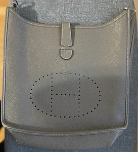 Hermes Evelyne PM Etoupe Clemence Palladium Hardware Bag Crossbody - Picture 1 of 21