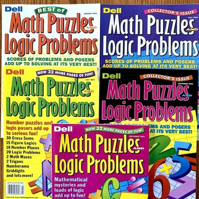 Dell Math Puzzles and Logic Problems Books Year 2003 Lot of 5 Magazines UNUSED - Image 1 of 4