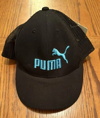 PUMA молодежи водитель грузовика шляпа черный/голубой синий новый с Ярлыками - Изображение 1 из 4