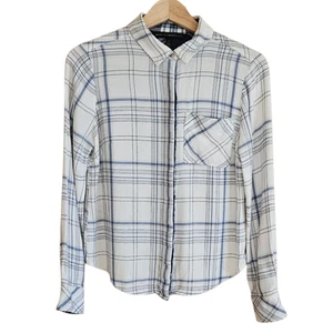 Casa Bianca Mercato Nero Morbida Flanella Manica Lunga Plaid Bottone Donna Taglia 6 - Foto 1 di 7