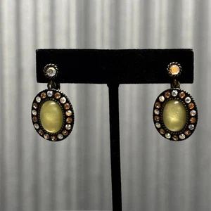 Pendientes de clip Avon para mujer amarillo estrás cabujón joyería firmada vintage - Imagen 1 de 8