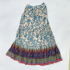Free People Rock Small creme bunt Sonnenaufgang Voile Maxi Boho Stufen Festival - Bild 1 von 9