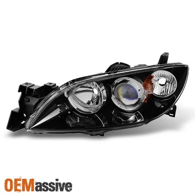 Fit [4-Door Sedan] 2004-2009 Mazda 3 Black Projector Driver  Left Side Headlight - Imagem 1 de 4
