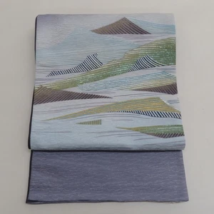 Kimono japonés Fukuro Obi patrón de onda de seda púrpura 176,4 pulgadas para mujer - Imagen 1 de 11