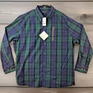 Tricots St Raphael schwarz Uhr kariert klassische Passform L/S Button-Down-Hemd Herren 2XL - Bild 1 von 8