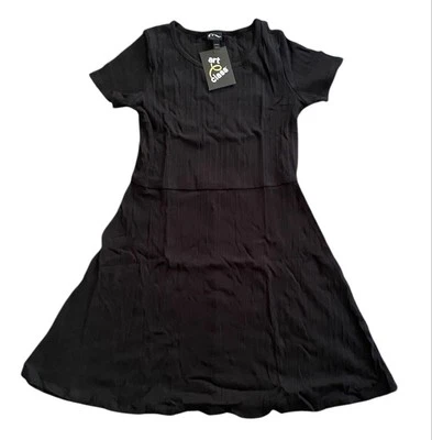 Vestido pulóver acanalado manga corta grande 10/12 Art Class ébano Foto 1 de 3