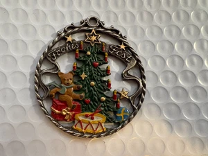 Árbol de fiesta de peltre Frohe con adorno de juguetes de Kuehn Alemania - Imagen 1 de 2