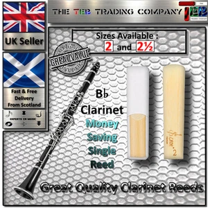 Clarinet Reeds - B Flat - Sizes 2.0 & 2.5 - Strength Reed - Money Saving Single - Picture 1 of 10