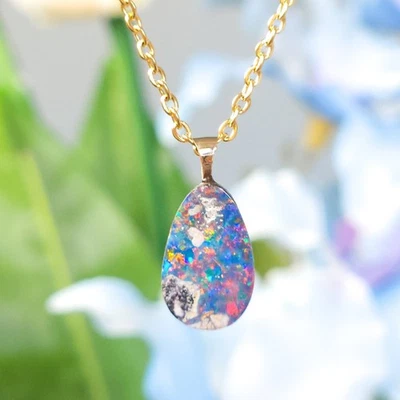 Collar de oro con colgante doblete de ópalo pedy de cobre australiano fianza 14K PVP 350 Foto 1 de 4