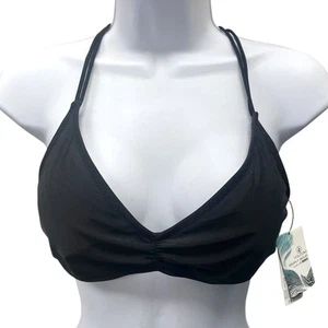 Volcom Women's Size Large Black Triangle Bikini Swim Top Simply Solid V-Neck NWT - Picture 1 of 7