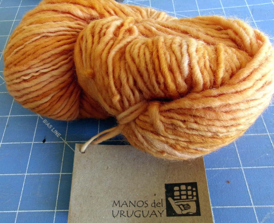 Hand Spun 100% Wool Yarn Pumpkin Orange Manos del Uruguay Homespun Dyed 3.5 oz - Image 1 of 4