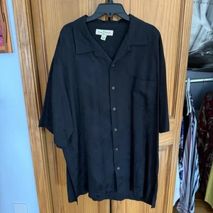 Tommy Bahama Shirt Men's Large Black 100% Silk Tropical Short Sleeve Button Down - Picture 1 of 5