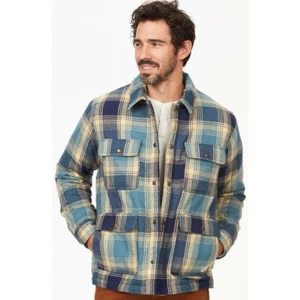 Marmot Men’s Ridgefield Heavyweight Sherpa-Lined Flannel Shirt Jacket Moon River - Picture 1 of 13
