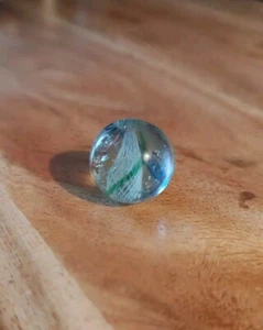 Antique Latticinio Core Swirl Glass Marble German Handmade Red Blue Green Bands - Picture 1 of 11