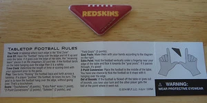 1 NFL Plástico Suave Acolchado Flick Fútbol Washington Redskins Instrucciones de Juego - Imagen 1 de 2