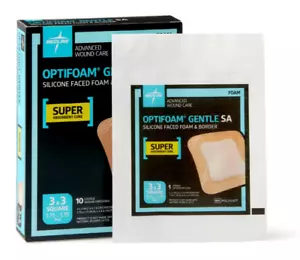 Medline Optifoam Gentle Silicone-Faced Foam Dressing 3" x 3", Box of 10 - Picture 1 of 5