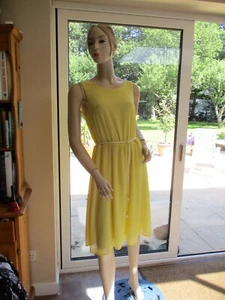 PAPAYA LEMON YELLOW DRESS 12 SLEEVELESS, FLOATY STYLE, LINED, WORN ONCE - Picture 1 of 8