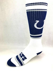 Indianapolis Colts Football Blue Gray & White Striped Tall Deuce Crew Socks - Picture 1 of 2
