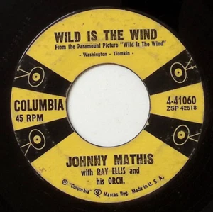 JOHNNY MATHIS NO LOVE/WILD IS THE WIND COLUMBIA RECORDS VINYL 45 57-13 - Picture 1 of 3
