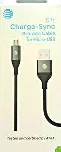 AT & T 6 Fuß Lade Sync geflochtenes Kabel Micro USB BRANDNEU - Bild 1 von 4
