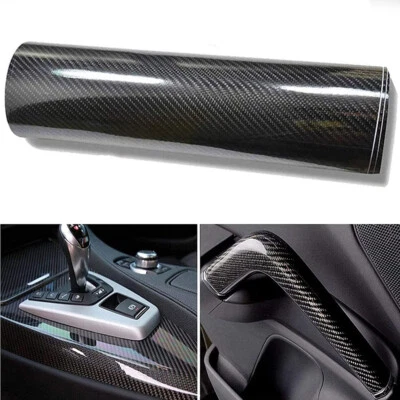 Black Auto Accessories Glossy Carbon Fiber Vinyl Film Car Interior Wrap Sticker - Image 1 of 4