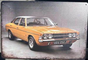 Blechschild 1972 Ford Cortina TC Mark III GXL - Bernsteinlack 9x12 - Bild 1 von 1